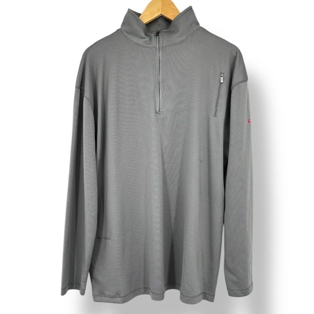 SCOTTeVEST Shirt Mens XL QZip 1/4 Zip Pullover Gray Long Sleeve